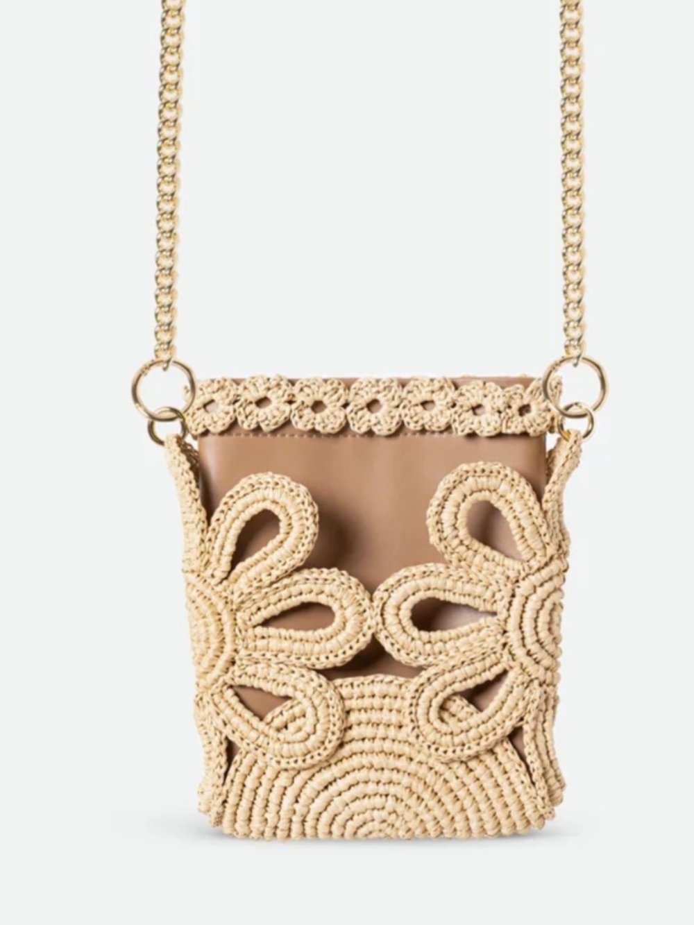 Handmade Yova rafia two-way floral bag crocheted crossbody